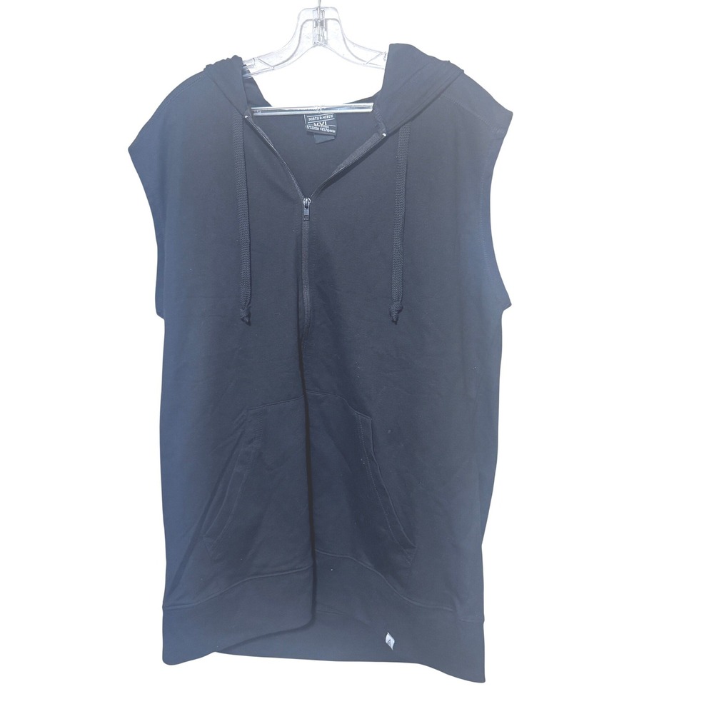 North & Acrux Mens XXL Black Full Zip Hoodie Sweatshirt Sleeveless Techwear hood